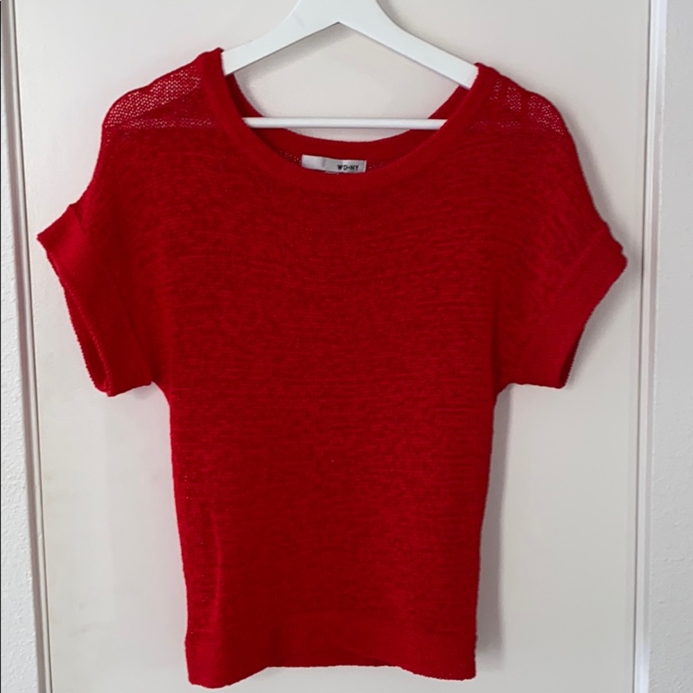 WD NY red short sleeve knitted top size XS
